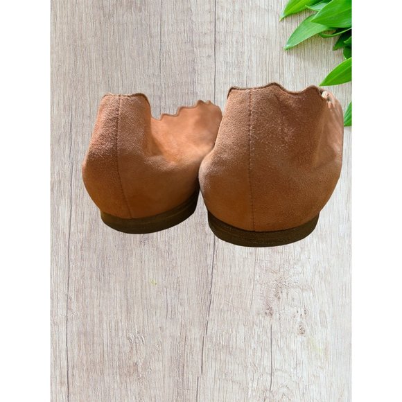 Chloe Lauren Suede Leather Ballet Flats Scalloped Peach Salmon Italy Sz 39.5 US - Picture 4 of 7